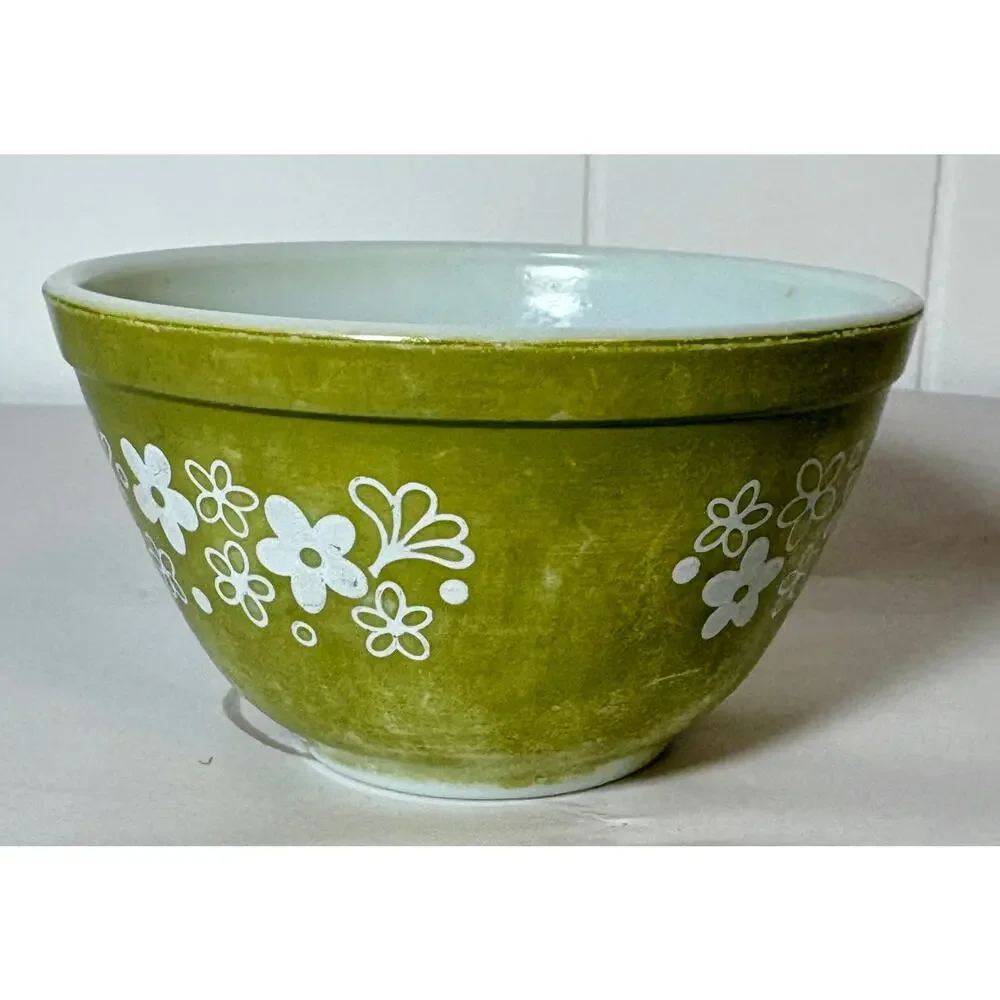 Vintage Pyrex Green Floral Crazy Daisy 1.5 Pint Mixing Bowl #401